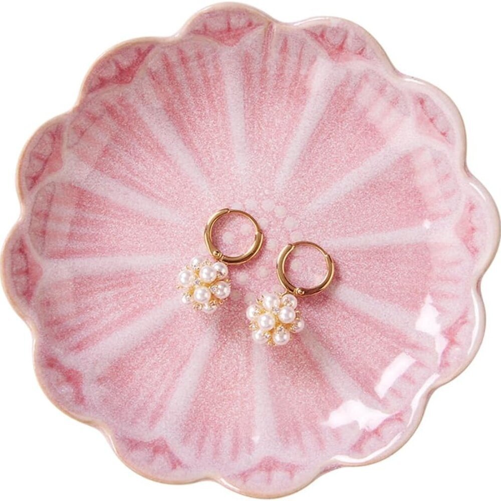Lotus Ring Holder Dish Small Indoor Ash Tray, Ceramic Dessert Plate Trinket Jewe